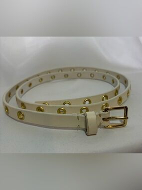 J.CREW White Leather Belt with Gold Grommets size S/M
